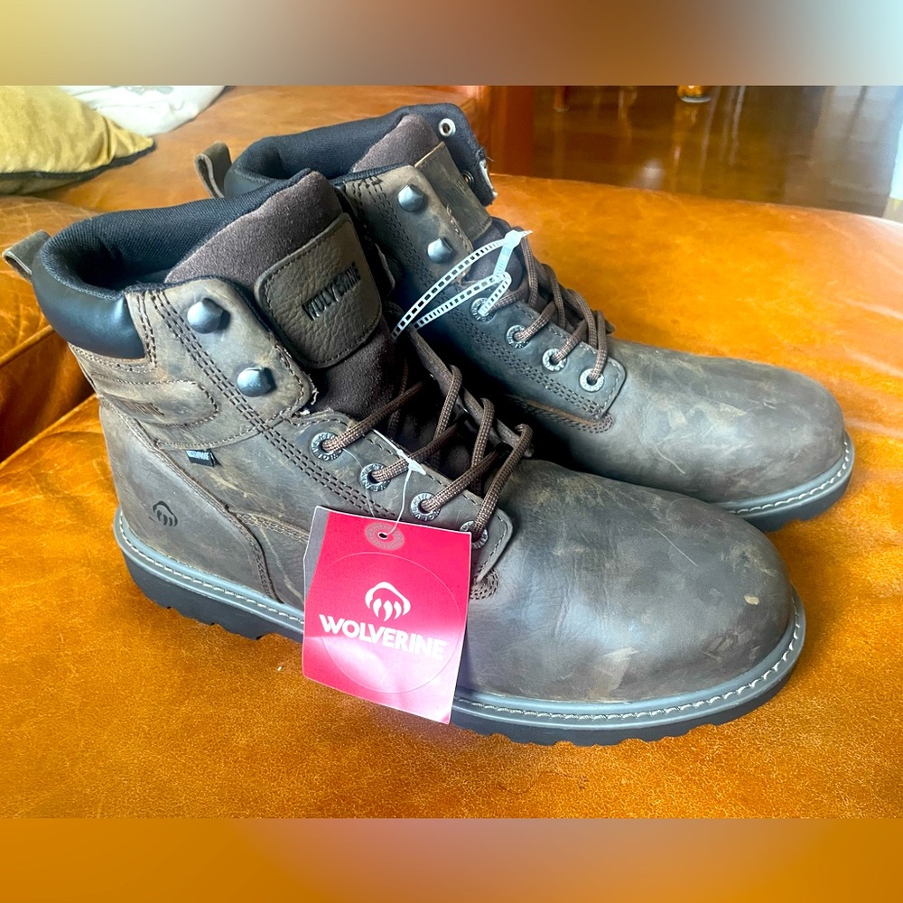 Wolverine W10643 6” Leather Waterproof Work Boots Soft Toe NWT 13EW